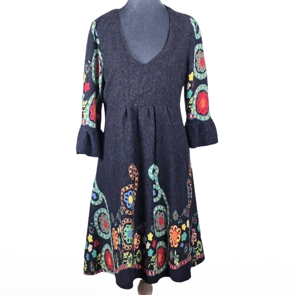 Reborn Whimsy Boho Floral Babydoll Dress Empire Waist Hippie Sz.XL